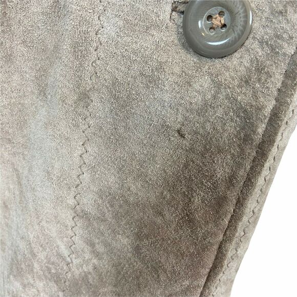 Suede Shirt Jacket Comint Women's Vintage 80s Tan Genuine Leather size M Retro - Picture 9 of 12